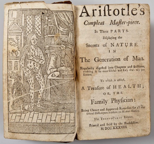 A 1738 English edition of Aristotle's "Compleat Master-piece."