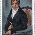 Postage stamp featuring Adamantios Korais, the "father" of Katharevousa. Public domain.