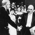 Seferis receiving the Nobel Prize in 1963.