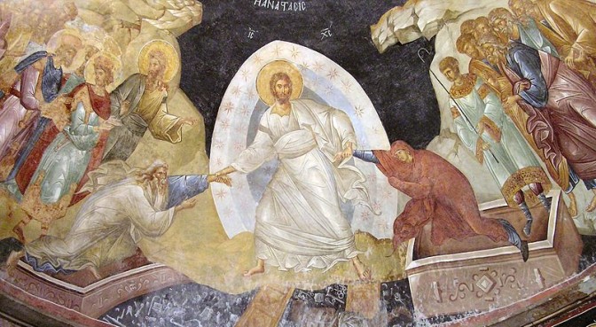 The Anastasis fresco in the Chora Church, public domain.