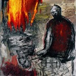 Eρατώ Χατζησάββα, Φωτιά και φόβος στην ευδαίμονα Σύρια, 2016 (85 x 75 x 10 εκ., πλέξιγκλας - μικτή τεχνική)